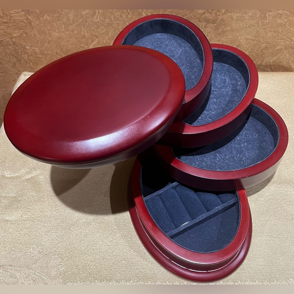 Rotating Cherry Wood Colour Jewellery Organizer